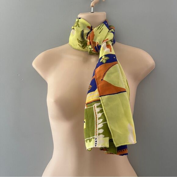 Colorful silk feel scarf tropical - Picture 1 of 4